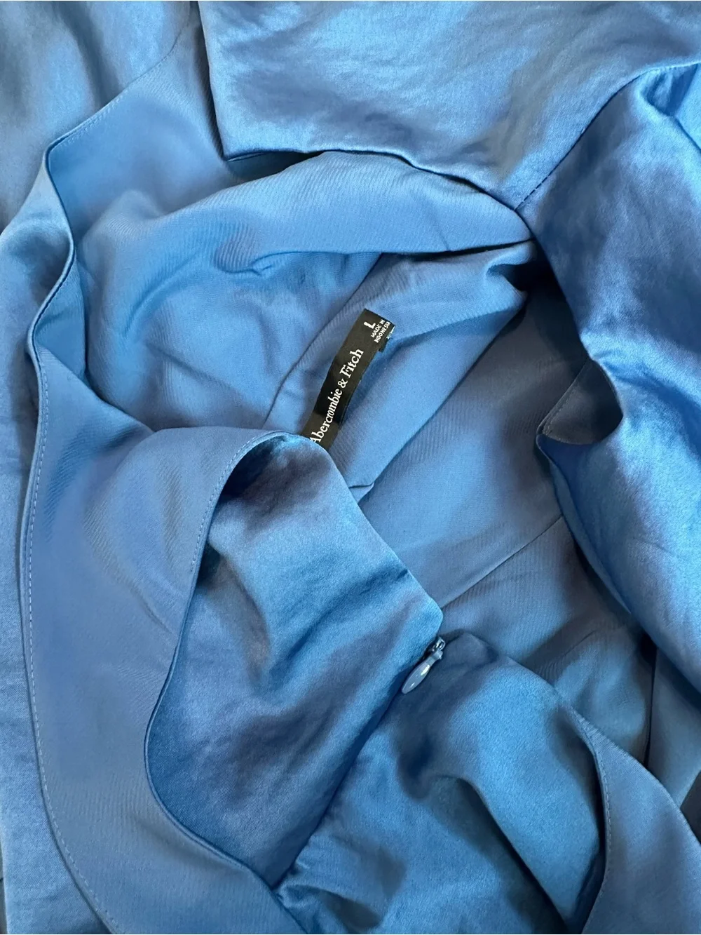Abercrombie & Fitch Cowl Neck Maxi Dress Blue Satin Evening Party Minimalist